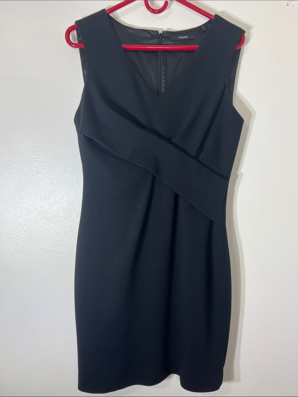 Tahari Black V-Neck Sleeveless Mini Dress
